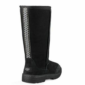 UGG Black Embroidered Shearling Tall Boots